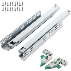 16 Inch Soft Close Undermount Drawer Slides, Ball Bearing Full Extension Bottom/Under Mount Slow Close Cabinet Drawer Hardware-1 Pair, 100 LB
