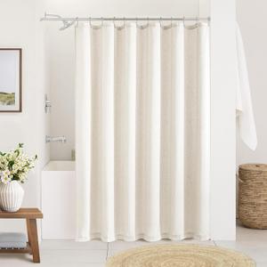 Natural Cream Linen Shower Curtain Country Boho Farmhouse Bathroom Decor Beige Shower Curtains 78 Inches Long for Bathroom Neutral Cloth Textured Fabric Bath Drapes with Hooks Ivory 78 Inch Length