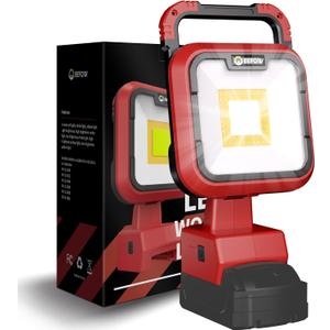 EEFOW Work Light for Milwaukee m18 Battery: Portable 68W 6800LM Cordless 18v Battery LED Flood Flashlight,140 Adjustable Head with Low Voltage Protection Lamp,USB & Type C Charge