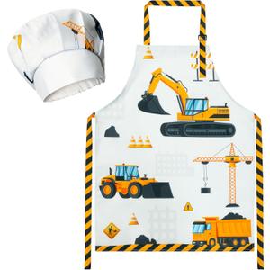 R HORSE Kid Apron and Chef Hat Set- 2Pcs Adjustable Vehicle Children Kitchen Apron Dress up Role Play Chef Toy Kid Funny Cooking Birthday Gift for Kids Cooking Baking Painting and Training