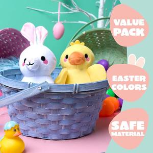 Woven Bamboo Easter Basket with Handle, Round Shape, Blue 2 pack