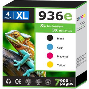 936XL 936e Ink Cartridges Compatible for HP 936 Ink Cartridges Combo Pack Work with HP Printer Officejet Pro 9110b 9120 9122e 9125e 9128e 9130b 9135e 9730e Printer Black Cyan Magenta Yellow (4 Pack)