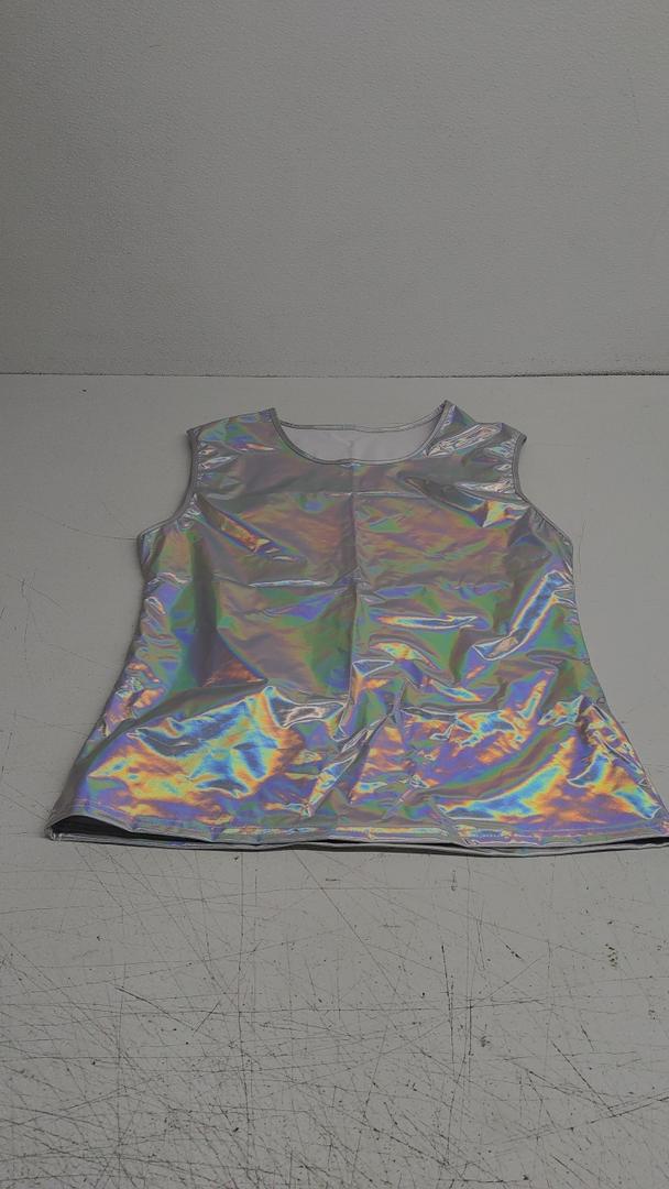 Women's Halloween Shiny Top Party Club Cami Sparkly Metallic Tank Top Medium