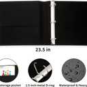 LETVPVOW Vintage Hardback 3 Ring Binder 1.5 Inch, Professional Leather Binder 3 Ring, Three Ring Binders Fits 8.5 x 11, D Ring Binders for Photo Album, Home, School and Office Supplies- Black