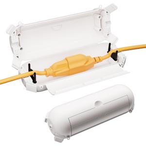 2 Pack of RESTMO Compact Outdoor Extension Cord Cover, IP44 Waterproof Box and Safety Housing Case, Ideal to Protect Outdoor Plugs, Electrical Connections, Holiday Decoration Lights, Size Small, White