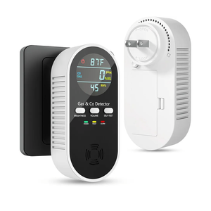 5in1 Combination Natual Gas Detector & Carbon Monoxide Alarm,ACPlugin Explosive Gas&CO Detector with Adjustable Volume & Brightness,Battery Backup,Temperature(°F)&Humidity Sensor for Home,RV,Hotel