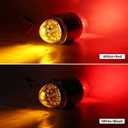 Partsam 2Pcs Amber/Red 17 LED Dual Revolution Watermelon Lights for Semi Truck [DOT Approved], Chrome Double Face Auxiliary Turn Signal Lights Replacement for Freightliner Kenworth Peterbilt Trucks