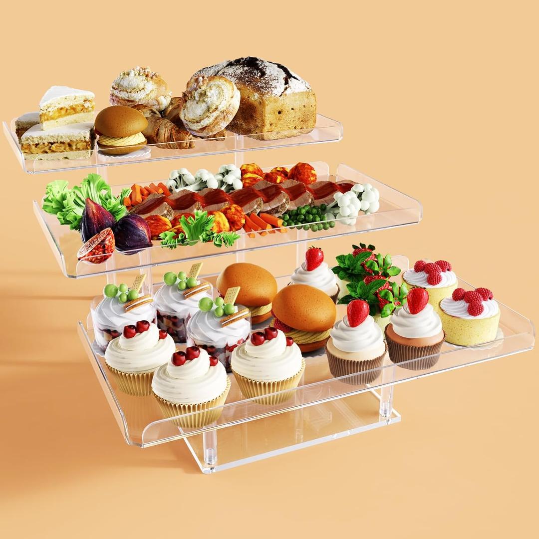 Bakzon Upgraded Dessert Table Display Set, Acrylic Cupcake Buffet Dessert Risers Stands, Tier Serving Trays Holder for Weddings Baby Shower Tea Party