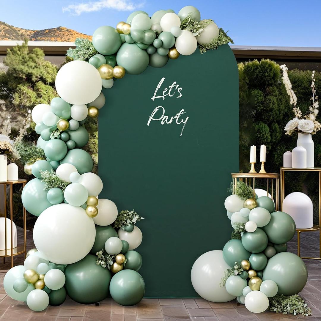 7.2FT Dark Green Arch Covers Wrinkle-Free Spandex Fitted Arch Stand Cover Wedding Arch Backdrop Covers with Zipper for Baby Shower Birthday DIY Party Banquet Photo Decor Ballon Arch Covers