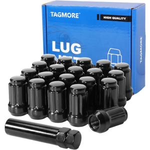 20pcs M12x1.5 Spline Lug Nuts - Compatible with 1998-2022 Honda Accord/CRV, 1983-2020 Toyota Camry, 1996-2013 RAV4, One-Piece Design Factory Wheel Lug Nut Set with Socket Key (Black)