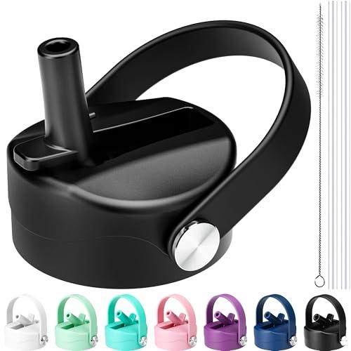 Straw Lid for Hydro Flask Wide Mouth, Lids with Straw for Hydroflask 12 16 18 20 32 40 oz Wide Mouth, Replacement Straw Cap for Hydroflask, Top Sport Bottle Lid, Black