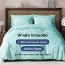 Duvet Cover Queen Size Set - Extra Soft Queen Duvet Cover 90" x 90" with 2 Pillow Shams - Hotel Luxury, Easy Care & Fade Free w/ Zipper Closures & Ties - All Season, Comfy and Breathable (Spa Blue)