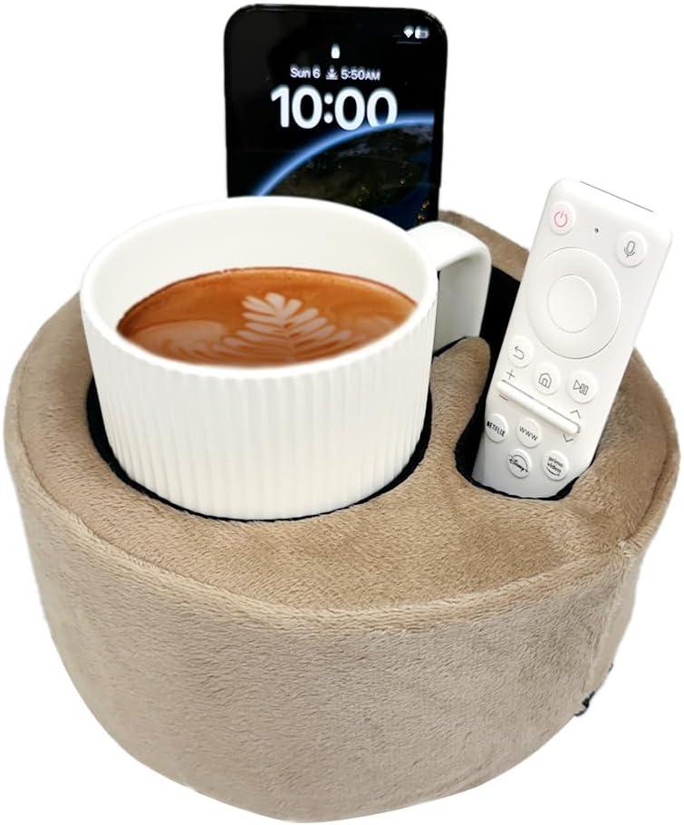 Couch Cup Holder Pillow, Sofa and Bed Organizer Caddy for Drinks, Remotes, Phones (Beige) Couch Cup Holder Pillow, Sofa and Bed Organizer Caddy for Drinks, Remotes, Phones (Beige)
