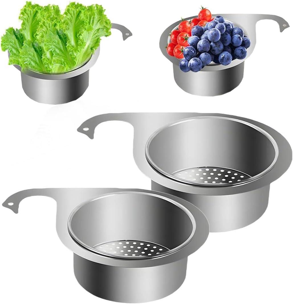 Stainless Steel Swan Sink Strainer Basket Multifunction Kitchen Sink Drain Strainer Colander for Kitchen Waste and Wash Vegtables and Fruits (2PCS)