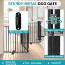 Snagle Paw Extra Wide Dog Gate,Free Standing Dog Fence with Door, Up to 208 Inch Wide Pet Gate with Support Feet for Stairs, Hallways, Doorways, Yard (Black, 8 Panels)