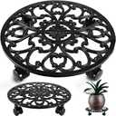 14 Inch Rolling Plant Stand with Wheels Metal Plant Caddy with Wheels Heavy Duty Round Plant Stand Indoor Iron Plants Rollers for Plants, Plant Dolly Planter on Wheels, 1 Pack