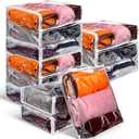Kingdder 12 Pcs Clear Vinyl Zippered Storage Bags 15.8 x 13.8 x 4 Inch Sweater Storage Bags Plastic with Zipper Moth Proof Bed Sheet Organizer for Blankets Clothes Closet Sweater Quilt Pillow