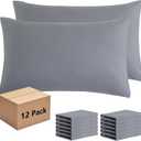 Pillowcases King 12 Pack, 20x36 Pillow Cases with Envelope Closure, Soft Plain Brushed Microfiber Covers Breathable Wrinkle-Resistant, Gray
