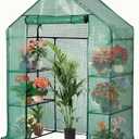 Portable Greenhouse for Outdoors | Walk in Greenhouses Heavy Duty with Durable PE Plant Cover with 3 Tiers of 12 Shelves | Gardening Plant House with Roll-up Zipper Door - 57*57*77 Inches