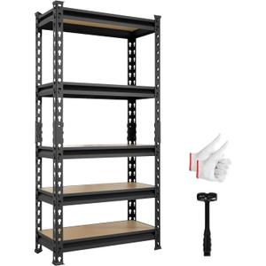 5 Tier Heavy Duty Garage Storage Shelving: Adjustable Metal Utility Shelving Rack for Basement, Pantry, Closet, Garage Storage Organization - 2,000lb Capacity (59"x28"x12")