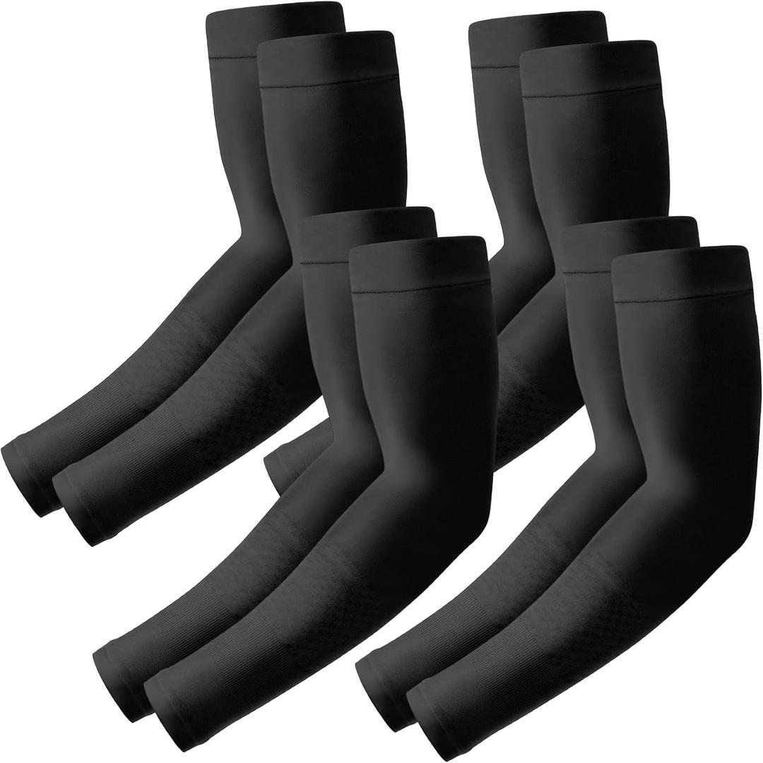 Arm Sleeves for Men Women to Cover Arms with Thumb Holes, Sun UV Protection Arm Warmers, for Volleyball Football Golf (Black)