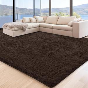 5x7 Brown Area Rugs for Living Room, Fluffy Shag Rug for Bedroom Nursery, Ultra Soft Comfy, Fuzzy Shaggy Plush Carpet for Kids Boys Girls Teen Dorm Indoor Home Decor, Upgrade Non-Slip