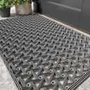 Color&Geometry Door Mat Outside Entrance with Drainage, Rubber Heavy Duty Dirt Trapper Waterproof Outdoor Welcome Mat, Outdoor Mats All Weather for Front Back Door Patio Entryway Entry,19"X30" Grey