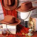 Funtery 12 Pack Kids Cowboy Hat, Felt Western Rodeo Hat Bulk for Boy Girl, Wild West Theme Party Costume Dress up Accessories(Brown), Small