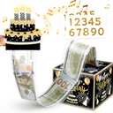 Birthday Money Box, Music & Light Birthday Card with 0-9 DIY Number, Cash Gifts for Women Men Boys Girls, Birthday Party Decoration Supplies (Black Gold)