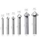 Countersink Drill Bit Set 6 pcs High Speed Steel 3 Flute 85 Degree Steel Counter Sink for Wood and Metal in Sizes 1/2",1/3",1/4",2/3",2/5",4/5" Set