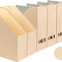 Magazine Holder - File Holder and Desk Organizer, Cardboard Book Organizer and Storage Box for Documents, Magazine Holder Rack for Office, Home and Classroom (Latte Brown, 6-Pack)