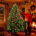 Christmas Tree Lights Red and Green Christmas Lights Outdoor Indoor 280Led 10 Lines with 8 Lighting Modes, Timer and Remote Control, Fairy Lights for Wedding Home Party 4Ft - 7Ft Xmas Tree Decorations