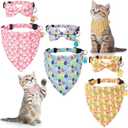 6 Pcs Easter's Day Cat Collars with Bell Bow Tie Bandana Breakaway with Bow and Bells Adjustable Safety Cat Collars for Kitten (Yellow)