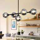 Black Linear Chandeliers for Dining Room 5 Lights Modern Sputnik Chandelier, 36 Inch
