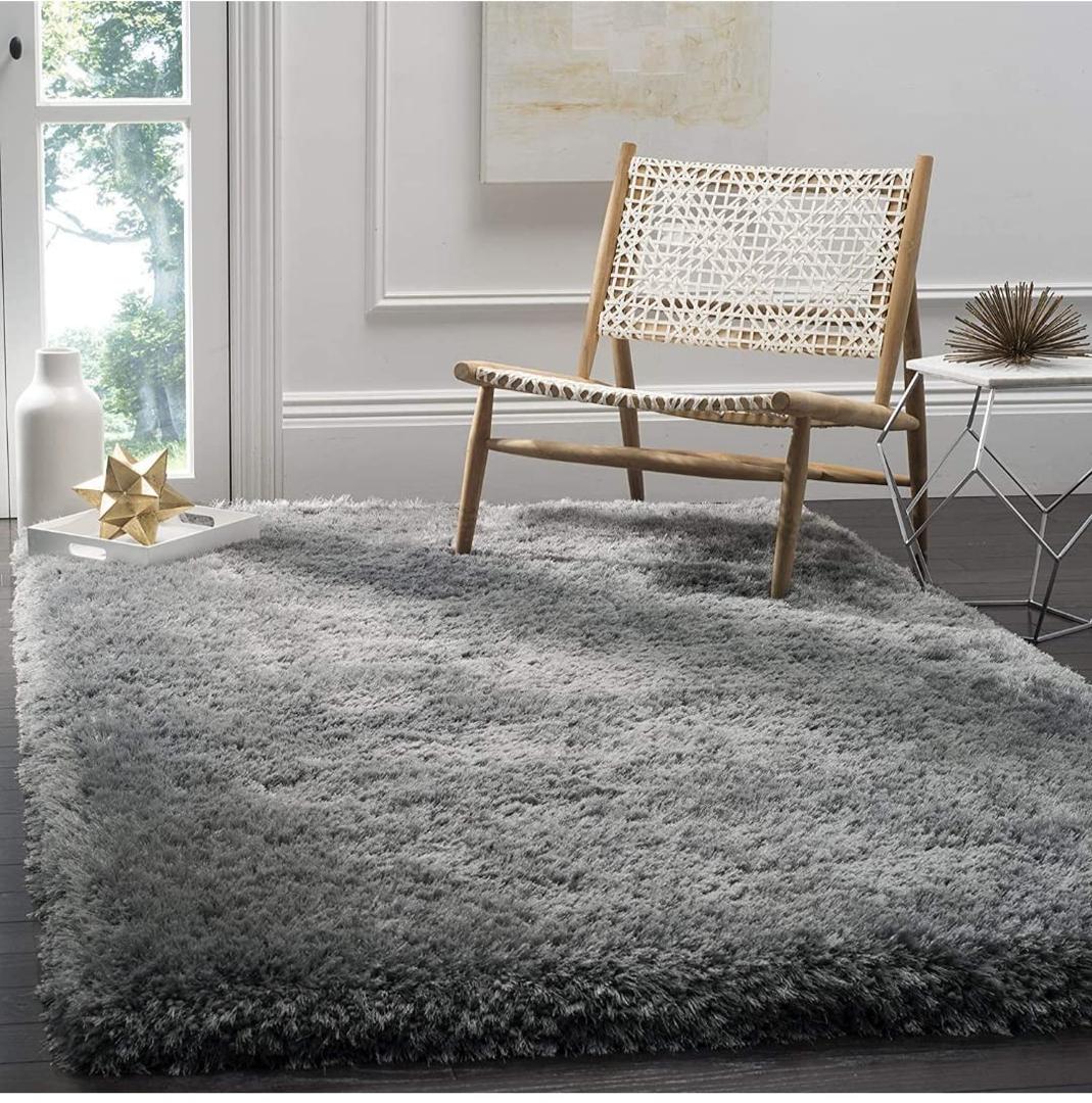 Fluffy Shag Area Rugs for Living Room,Floral Carpet for Bedroom,Kids Room,Decor Carpet,Luxury Non-Slip -Thick Carpets for Living Room [Size-8x12 feet, Color-Grey]