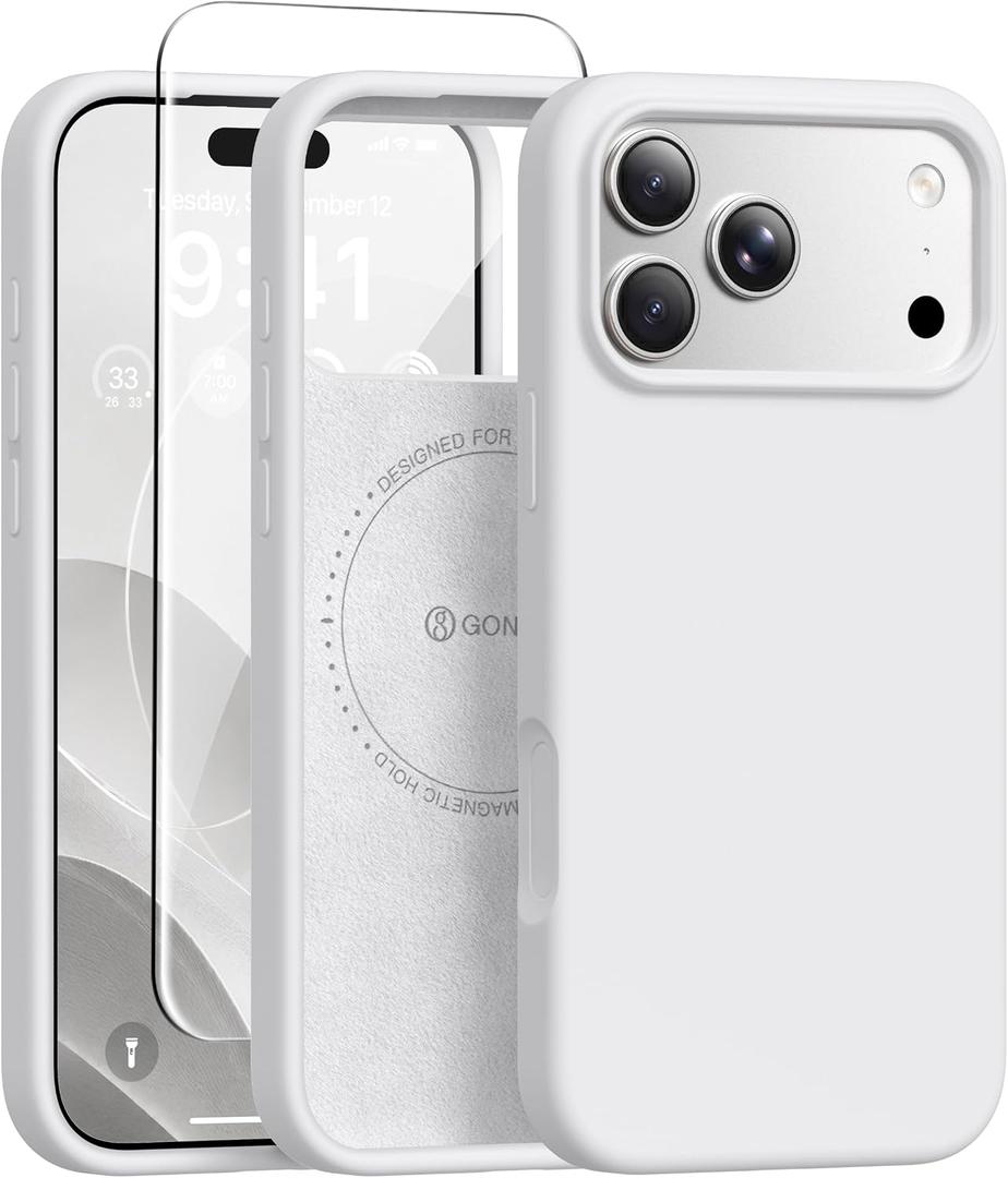 GONEZ Magnetic for iPhone 17 Pro Case, Silicone Cover Light Gray
