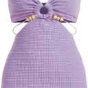 Verdusa Women's Casual Sleeveless Tie Backless Cut Out V Neck Bodycon Halter Mini Beach Boho Dress, XS