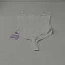 MANGOPOP Women's Cami Thong Bodysuit Double Lined Square Neck Backless Body Suit Adjustable Spaghetti Strap Tank Tops (Large, 02white)