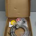 12FT High Pressure Propane Regulator with Hose, Adjustable 0-30 PSI Regulator with Gauge, Stainless Steel Braided Hose, Connect 5-100LB POL Propane Tank to Fire Pit Burner Heater Fryer Smoker Griddle