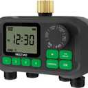 RESTMO Sprinkler Timer for Outdoor Hose Faucet 4 Zone, Up to 11h59m Programmable Watering Timer for Soaker Hose, Misting with Brass Inlet & Large Dial, Rain Delay/Manual/Automatic Irrigation System