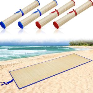 Qunclay 4 Packs Straw Beach Mat Waterproof Non Slip Straw Mat Foldable Lightweight Picnic Mat with Trim for Camping Sunbathing Picnic Floor Yoga (70 x 24 Inch, Blue, Red) Qunclay 4 Packs Straw Beach Mat Waterproof Non Slip Straw Mat Foldable Lightweight Picnic Mat with Trim for Camping Sunbathing Picnic Floor Yoga (70 x 24 Inch, Blue, Red)