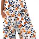 Jumpsuits for Women Summer Casual Short Sleeve Wide Leg Pants Long Rompers with Pockets Dressy Stretchy Comfy Small