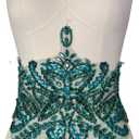 Handmade Beaded Waist Decoration Patches - Removable Rhinestone Appliques for Clothing, Belts, DIY Costume Accessories (Deep Green)