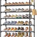 Kitsure Shoe Rack for Closet - 10-Tier Shoe Organizer with Hook Rack, Large-Capacity & Space-Saving Shoe Shelf for Entryway, Bedroom, Living Room,32.2" x 11.8" x 68.5", Black