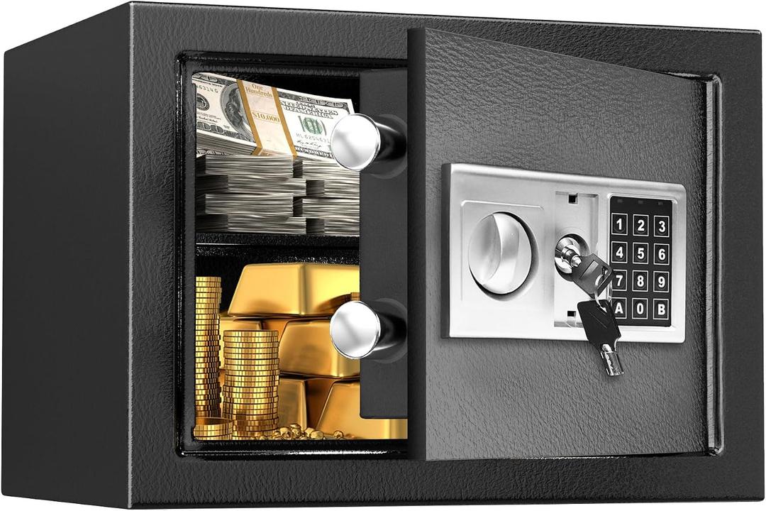 Safe with Key Lock,Anti-Theft Digital Security Lock Box with Electronic Keypad, Fire Proof Safe for Home Documents Firearm Medicine Money,0.8 Cubic Feet Lock Box，13.8"W x 9.8"D x 9.8"H