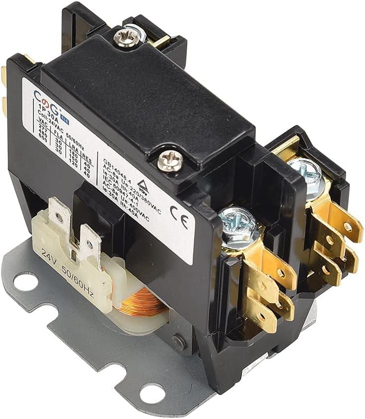 1 Pole Air Conditioner Contactor 30 Amp 24VAC Coil,Condenser Contactor Compressor Contactor AC Definite Purpose Contactor (Pack of 1 Pcs)