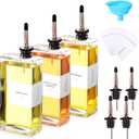 3 Sets Olive Oil Dispenser Bottles for Kitchen with Nozzles Funnel Labels Cooking Oil Dispenser 500ml Set for Kitchen Vinegar Coffee Syrup (Rose Gold)