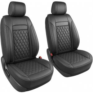JOJOBAY for Chevy Silverado 1500 Seat Covers,Leather Car Seat Covers for GMC Sierra,Custom Fit 2007-2026 1500 2500HD 3500HD Crew Double Extended Regular Cab(Front Seat,Black)