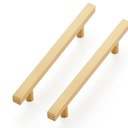 Ravinte 10 Pack Brass 4-1/2 Inch Hole Center Champagne Gold Handles Square Cabinet Hardware Stainless Steel Pulls for Kitchen Cupboard Drawers 7 Inch Overall Length