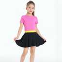 Girls' 2-in-1 Flowy Butterfly Shorts with Pockets - Athletic Dance & Running Shorts for Ages 5-13 (Black)